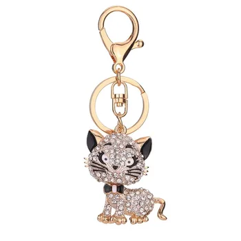 

Lovely Cat Keychain Rhinestone Handbag Charm Pendant Car Key Chain Ring 2020