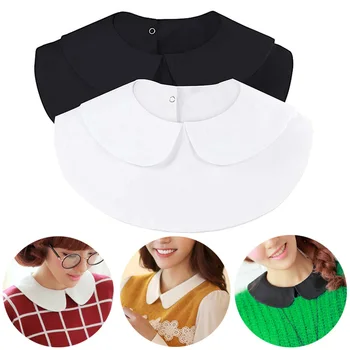 

Shirt Fake Collar Vintage solid White Black Tie Detachable Collar Lapel False Collar Removable Women Girls Clothes Accessories