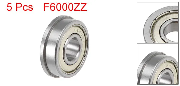 Фланцевый шарикоподшипник uxcell F6001 F6002 F6003 17x35x10 мм 15x32x9 мм 12x28x8 мм 10x26x8 мм хромированные стальные подшипники - Цвет: F6000ZZ 5Qty