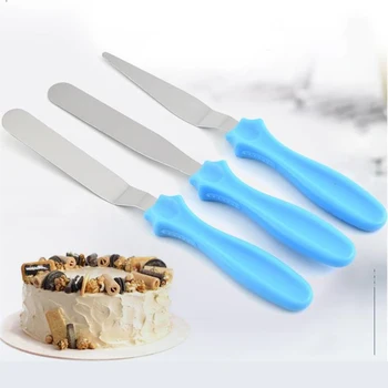 

3PCS/Lot Stainless Steel Cake Spatula Butter Decorating Cream Knife Icing Frosting Smoother Kitchen Accessories Pastry Gadgets