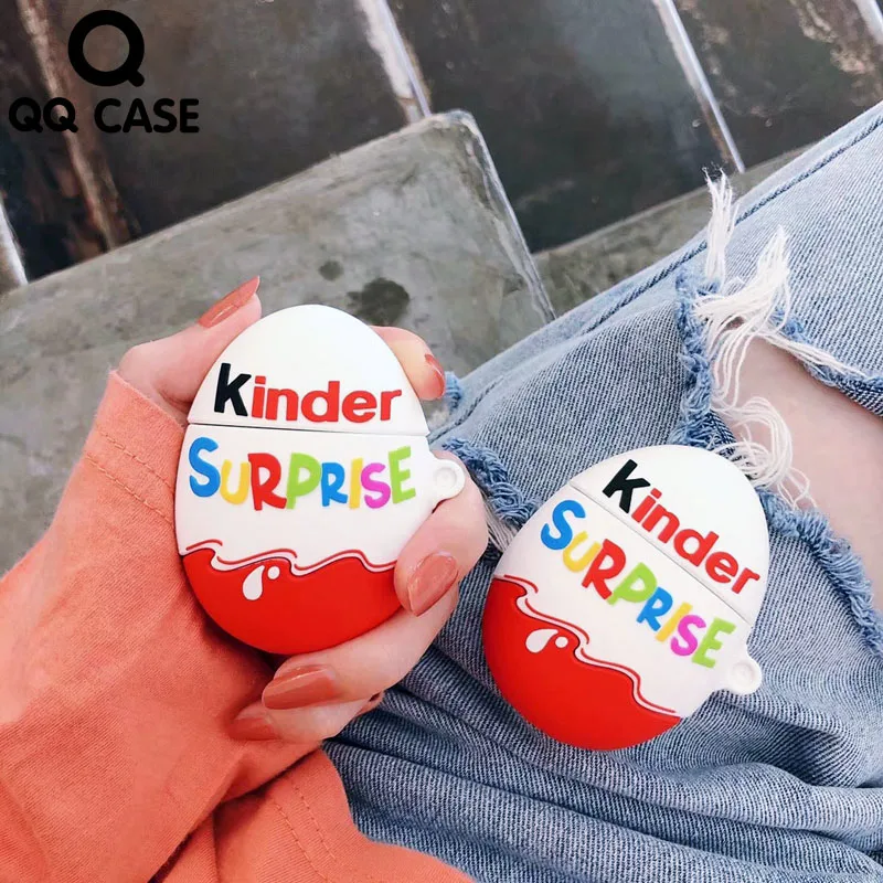 Hot Kinder Fun Eggs беспроводные bluetooth наушники чехол для AirPods 2 1 шоколадная коробочка с сюрпризом 3D мягкая силиконовая гарнитура чехол