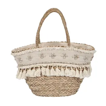 

Bohemian Straw Bag Women Handbags Handmade Beach Bags Ladies Totes Tassel Shell Shoulder Bags Girls