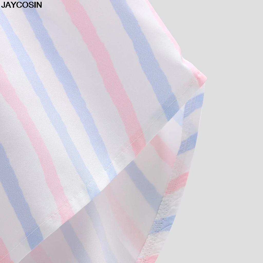 KLV мужские цветные полосатые летние свободные пуговицы с коротким рукавом Повседневная рубашка мужские рубашки manga corta koszula meska 9819