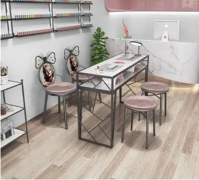 New nail table and chair set net red single double paint ins iron nail table special price economy