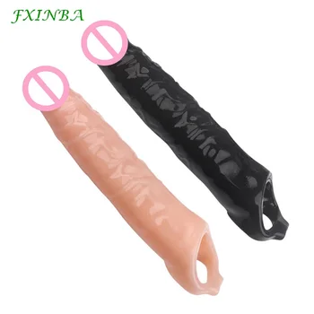 FXINBA 28cm Long Size Penis Enlargement Condom Sex Delay Ejaculation Penis Sleeve Extender Dick Ring Cock Sex Products For Men 1