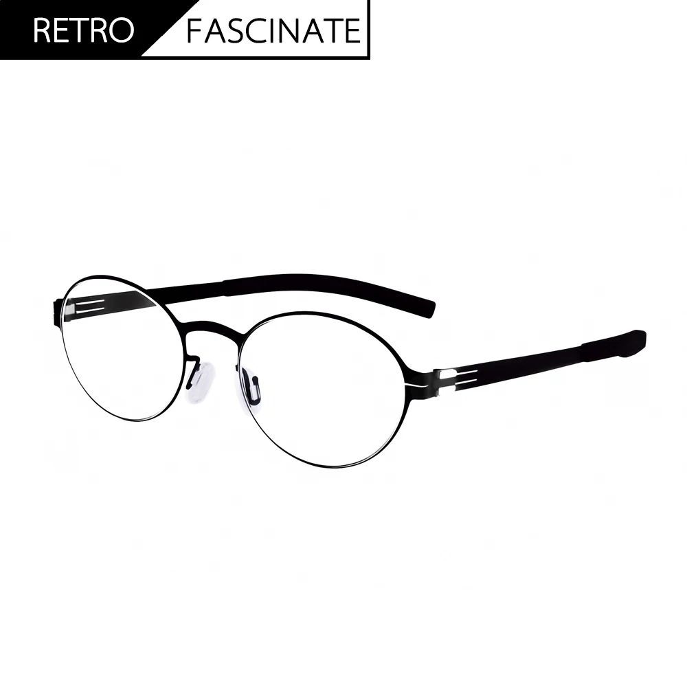 

Germany Brand Retro Small Round Glasses Frame For Men Ultra-light Screwless Prescription Eyeglasses High Elasticity Spectacles