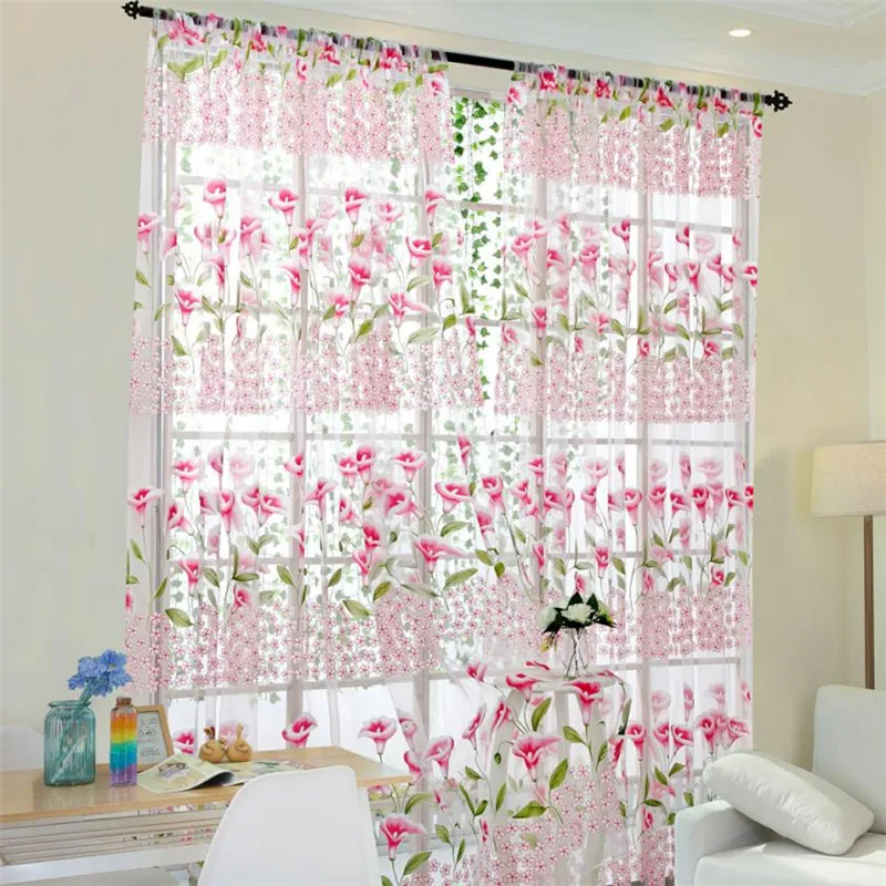 Тюль для окна Morning Glory, 200*100 см, прозрачная дверь, драпировка, занавески, цветочный узор, текстиль для девочек, оконный экран, лист# B30