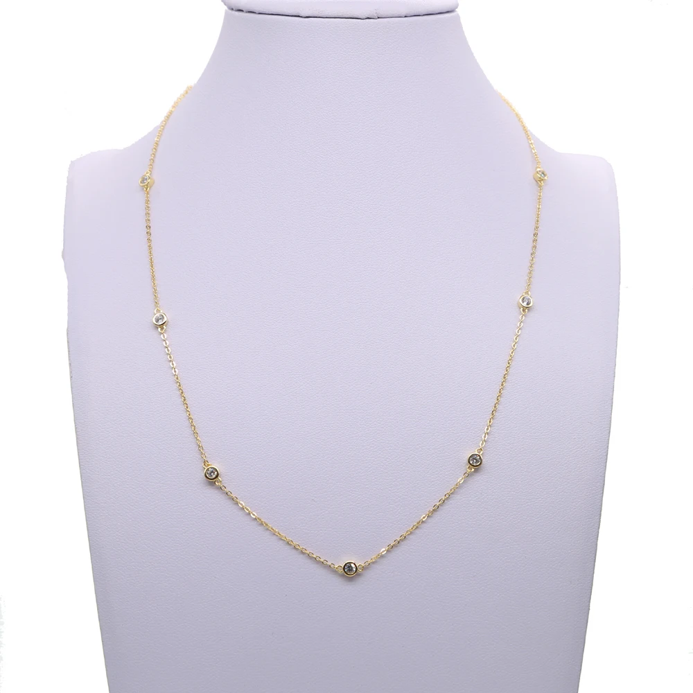 Женское колье чокер с бусинами из серебра и фианита длина 40 + 5 см|chain necklace|silver chain