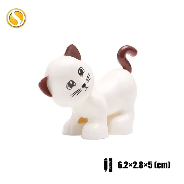 Animal Baby Cat Dog Horse Tiger Dinosaur Big Building Blocks Cultivate Children's Love Compatible With Original Brands Toy Block Grey-tailed cat