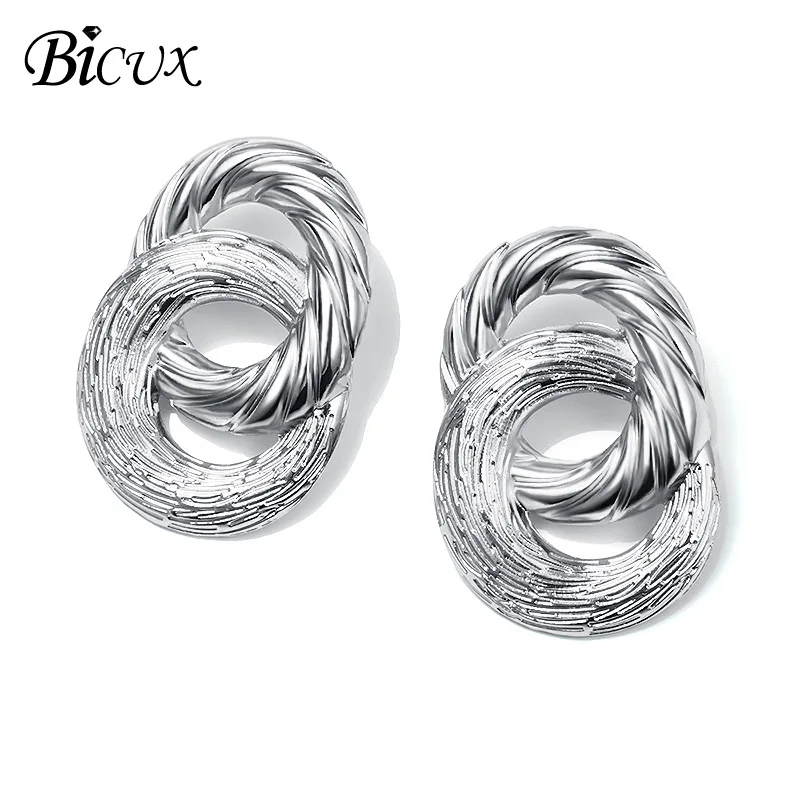 Silver 4 BICUX, модные золотые Висячие серьги для женщин, массивные большие геометрические металлические серьги, Женские Висячие серьги, современные ювелирные изделия - Окраска металла: Silver 4