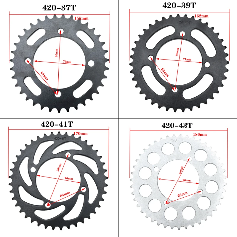 420/428 Chains 35T/37T/39T/41T/43T/45T/48T Motorcycle Chain Sprockets Rear Back Sprocket Cog For 110cc 125cc 140cc Dirt Pit Bike