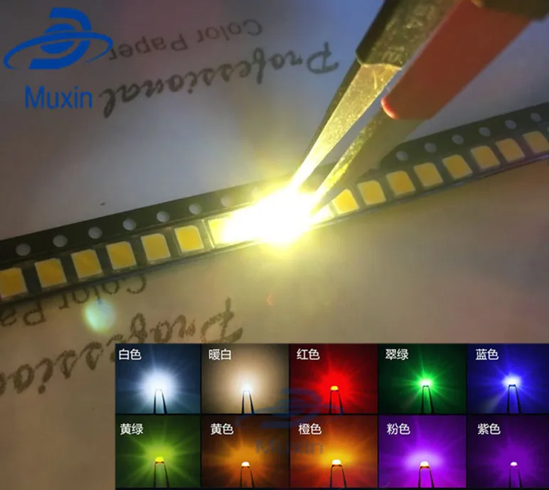 100 шт./лот SMD светодиодные диоды 2835 Diode 3528 LED Diodo Kit зеленый красный теплый белый