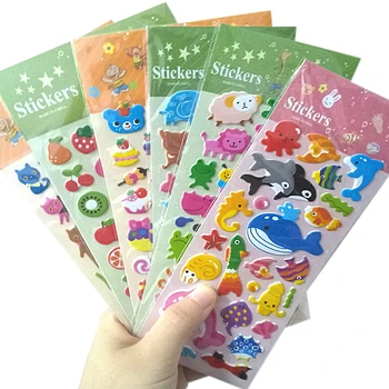 

1pack/lot Lovely Korean Children's Cartoon Anime Three-dimensional Bubble Stickers Six Selections Agenda Stickers