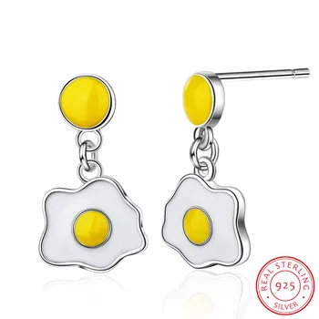 

Lovely Yellow Drop Glaze Flower Stud Earring 925 Sterling Silver Cartoon Pendant Earring For Girl Gifts S-E1049