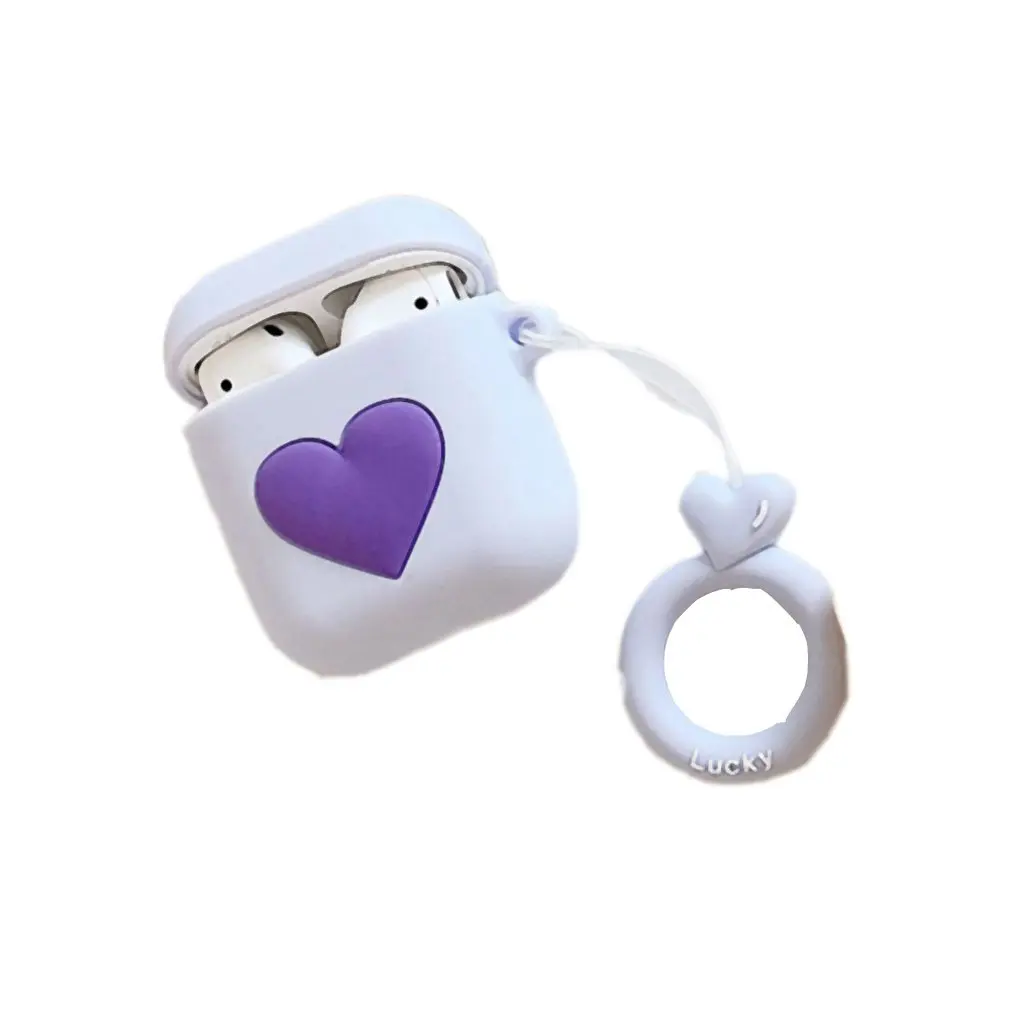 

Simple Protective Love Wireless Headset Charging Storage Box Silicone Anti-fall Lanyard Protective Cover