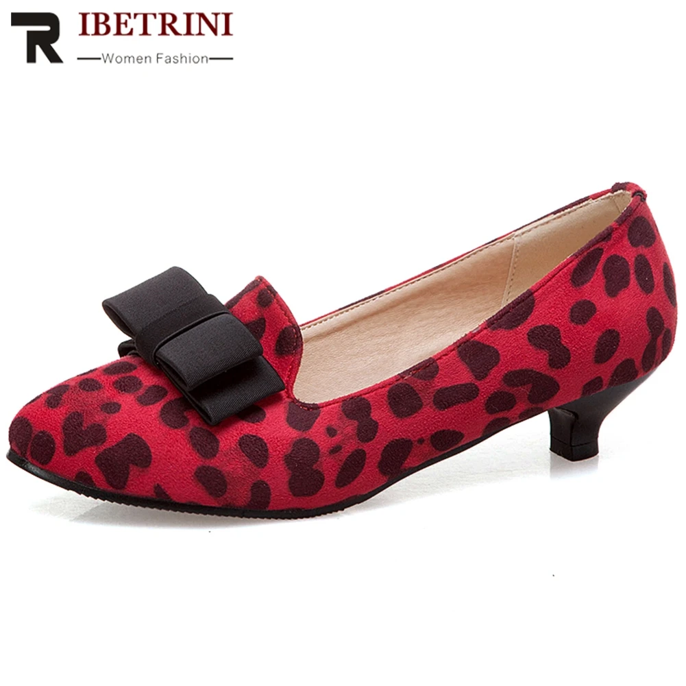 

RIBETRINI Big Size 32-43 New Fashion Bowtie Female Low Heels Shoes Woman Shallow Spring Autumn Pumps Women 2020 Casual Ol Pumps