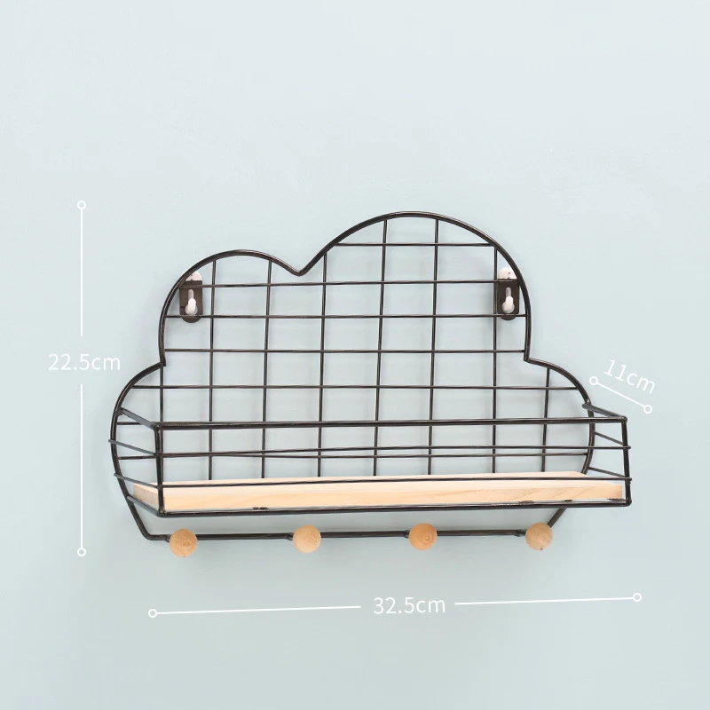 Облачные полки для стен DIY крючки в форме сердца украшения подвесные выставочные корзины для ванной комнаты Душевые Держатели и стойки для хранения - Цвет: Cloud-Black