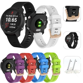 

For garmin vivoactive 3t Forerunner 245/645 Ticwatch 2 Approach S40 Silica Gel bracelet Rose gold steel buckle Accessories