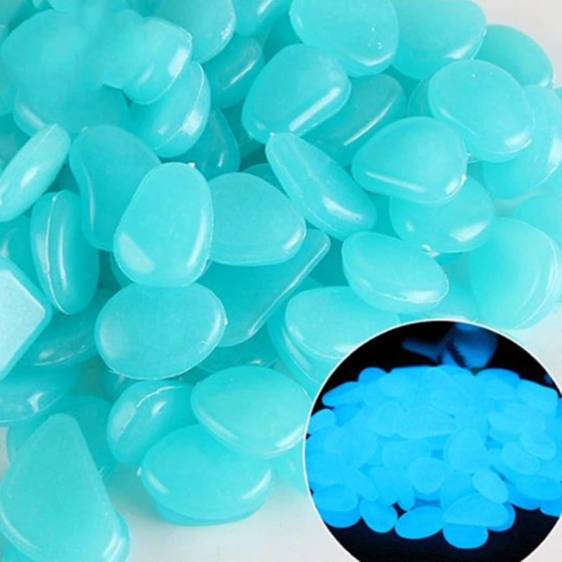 10/25/50Pcs Glow in the Dark Pebble Fish Tank Decor Aquarium Ornaments Luminous Stones for Walkways Garden Path Patio Lawn Decor