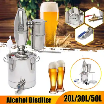 

Efficient 20L/30L/50L Distiller Moonshine Alcohol Distiller Stainless Copper DIY Home Water Wine Essential Oil Brewing Kit