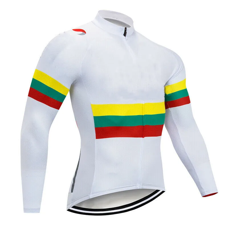 thumbnail image 1 of Ropa de ciclismo de triatlón para hombre, camiseta de manga larga transpirable con cremallera completa y corte ajustado para descenso en pendiente, 1 of 5