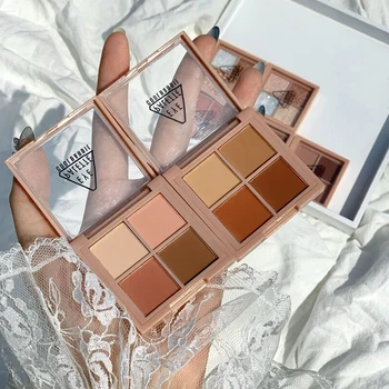 

4 Colors Mini Eyeshadow Palette Waterproof Popping Candy Sequins Pearlescent Mashed Potato Eyeshadow Lasting Glitter Eye Makeup