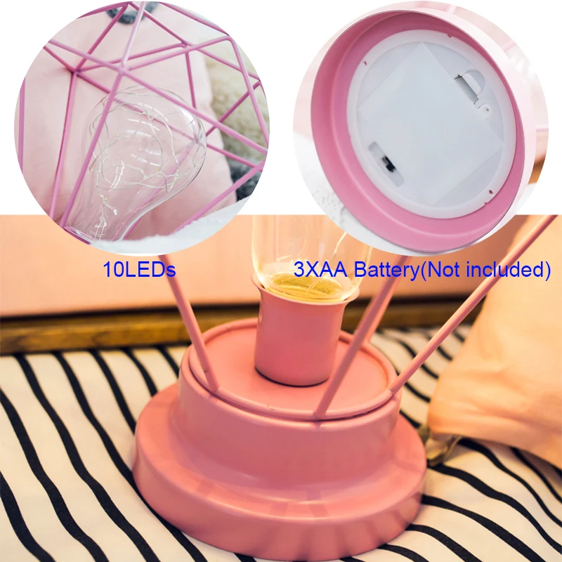Pink - Battery Модный ночник Алмазная Шестигранная форма светодиодный настольная лампа прикроватная лампа украшения Подарки для спальни на день рождения Рождество D30 - Цвет: Pink - Battery
