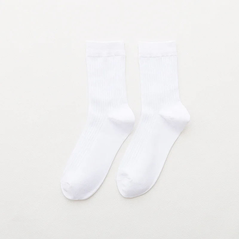 10 шт./лот, хлопковые носки, мужские осенне-зимние носки, одноцветные, плотные, теплые, белые, черные, серые, повседневные носки для студентов, дикие полосы - Цвет: Белый