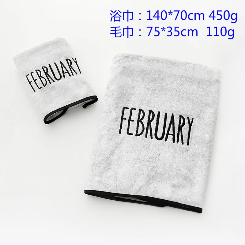 February Light Gray LeRadore современное полотенце с принтом, набор из чистого хлопка, впитывающее сушку, полотенце для ванной, 2 шт. для путешествий, производитель на продажу - Цвет: February Light Gray