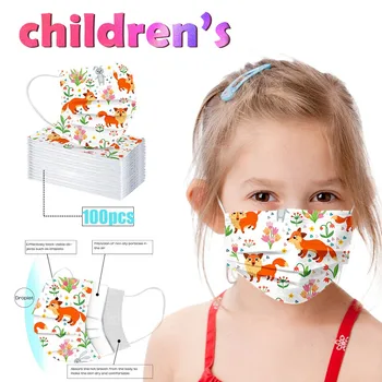 

50/100pc Children's Mask Disposable Face Mask Rainbow Pattern Print 3 Ply Ear Loop Face Mask Fashion Mascarilla For Kids Masques