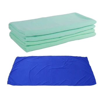 

4 Pcs Large Microfibre Towel Sports Bath GYM Quick Dry Travel Swimming Camping Beach, 2Pcs Light Green & 2Pcs Navy Blue