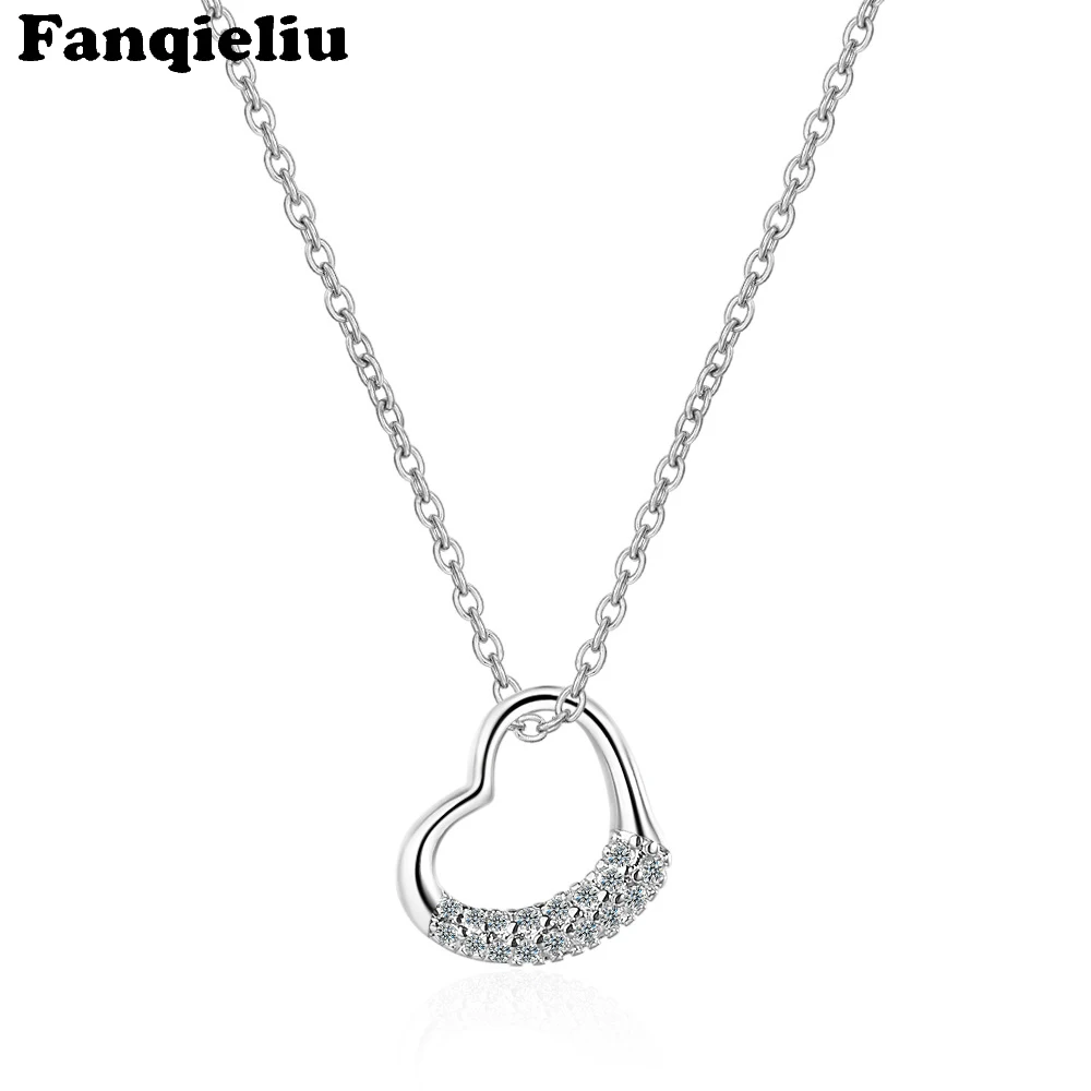 

Fanqieliu 5A Cubic Zirconia Heart Pendant Necklace 925 Sterling Silver Necklaces For Women Girl Valentine's Day Gift FQL20182