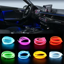 1M Car Decoration Strip EL Wire Rope Tube Line Car Flexible Neon Lights 12V USB Cigarette Sound Control Drive Car Accessories