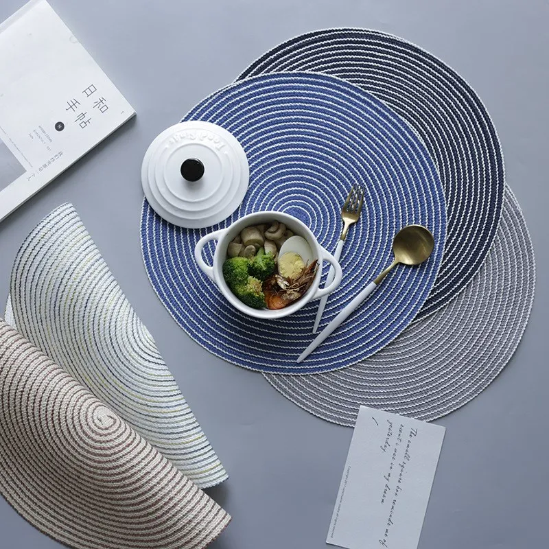 Cotton Yarn Round Placemat Woven Dining Table Mats No Slip Disc Bowl Pads Pot Holder Insulation Pad Drink Coasters Kitchen Decor