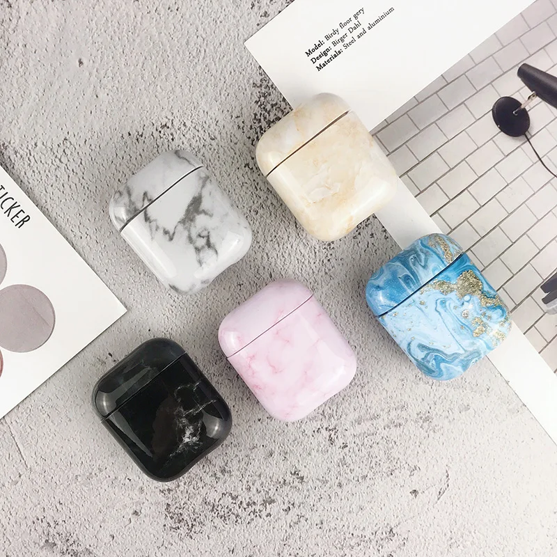 Оригинальный PC чехол s для Airpods Мраморная волнистая вода Fundas Apple 2 аксессуары
