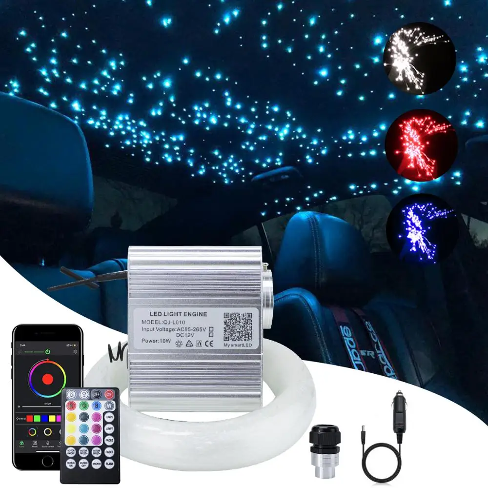 Автомобильное использование Bluetooth app 10 Вт мерцание RGBW волоконно оптисветильник