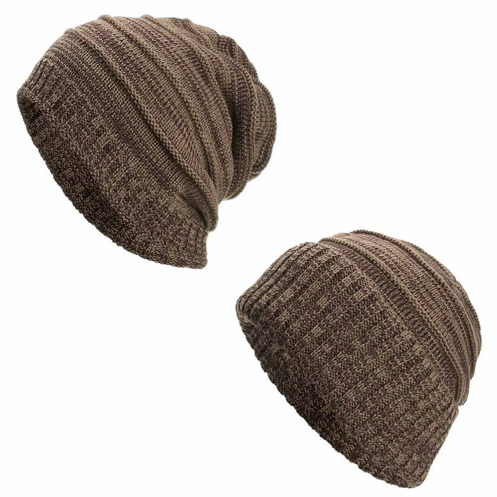 

HanXi New Winter Hat for Men Women Velvet Beanie Two Styles Knitting Skullies Unisex Striped Ski Caps