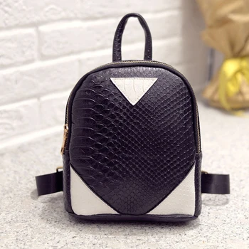 

PU package Simple Stitching fashion Mini Korean version backpack Hit color