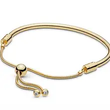 925 пробы Серебряный сковорода браслет Shine Moments скользящая застежка регулируемый браслет подходит для женщин шарик шарм Diy ювелирные изделия