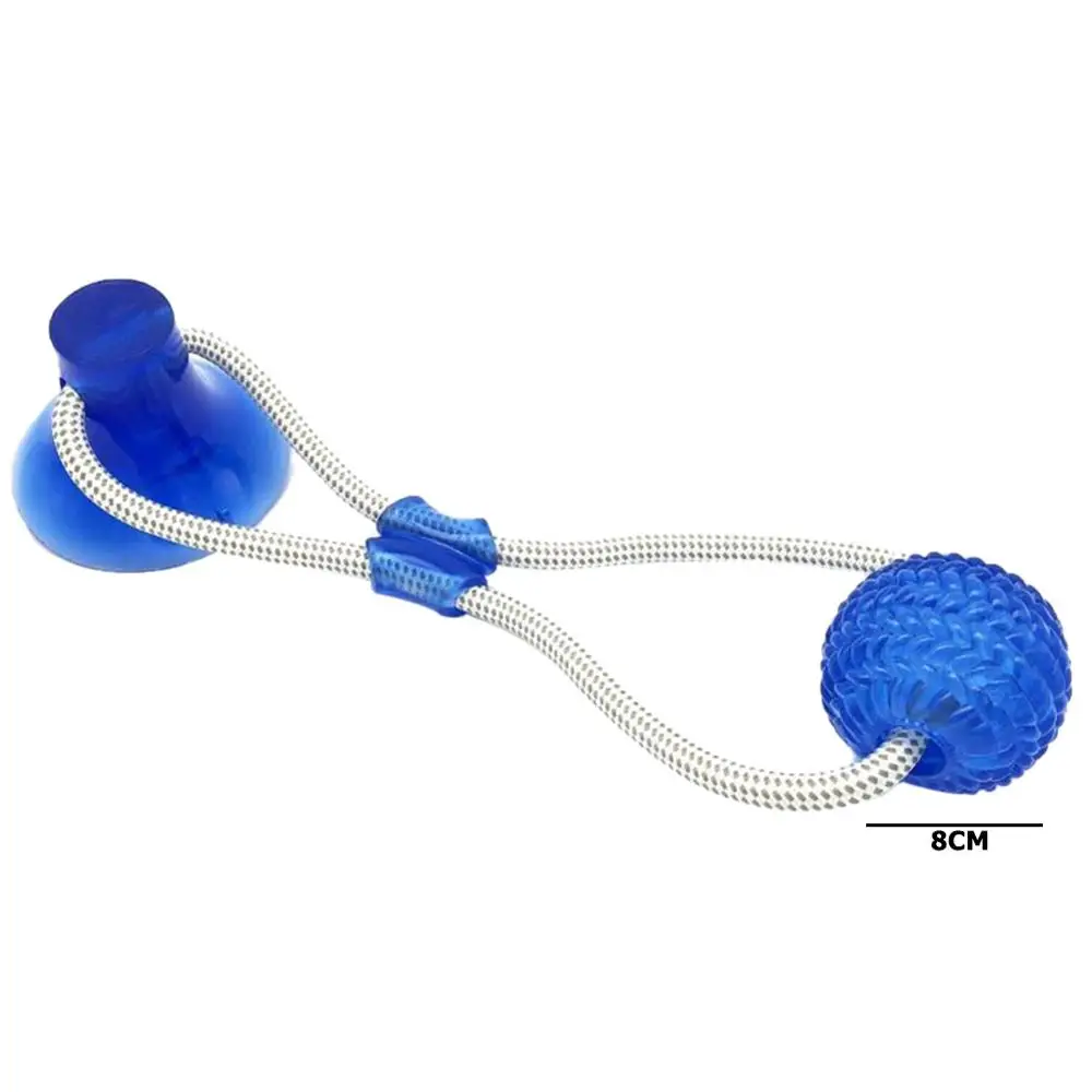 8 см для собаки собак Интерактивная присоска Push TPR мяч игрушки эластичные ленты для чистки зубов домашних животных Жевательная игра IQ лечения игрушки для щенка - Цвет: Синий