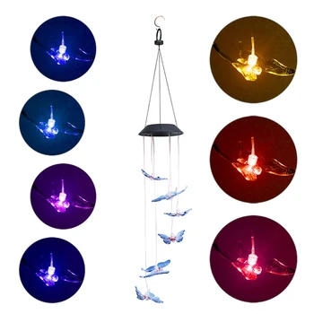 

Hanging Festival Yard Landscaping Outdoor Garden Color Changing Solar Powered Wind Chime Lamp Easy Install Lawn Butterfly Mobile