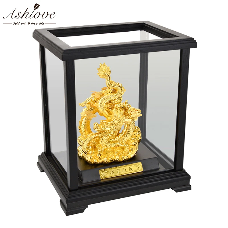 3D Китайский Дракон украшения счастливый Дракон фэн шуй орнамент Золотая фольга ремесленные роскошные подарки настольные ремесла предметы интерьера