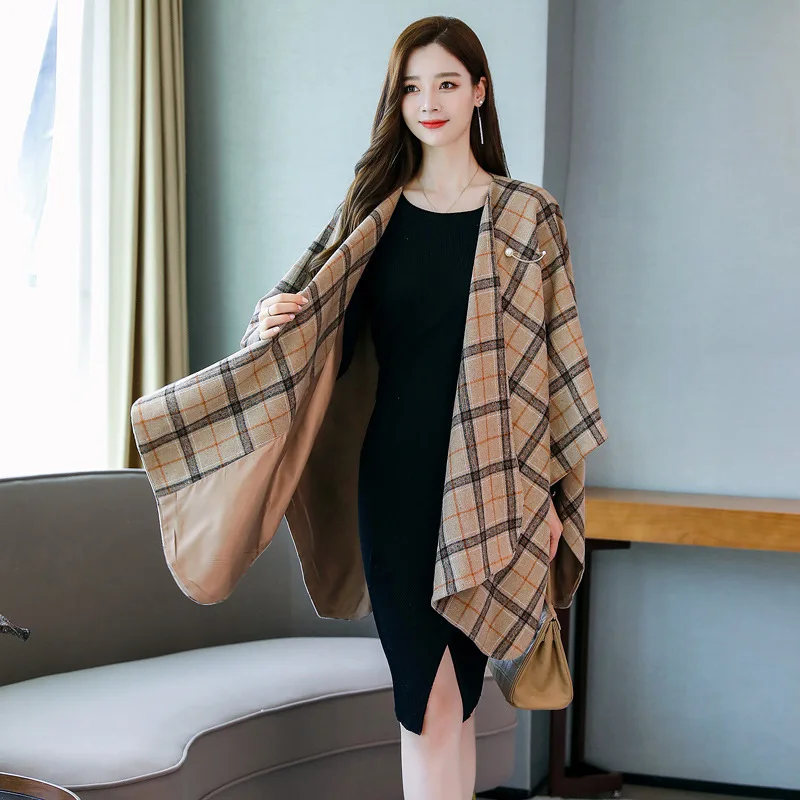 

Elegant Pattern Woolen Cloth Cloak Versatile Autumn Fashion Korean-style 2019