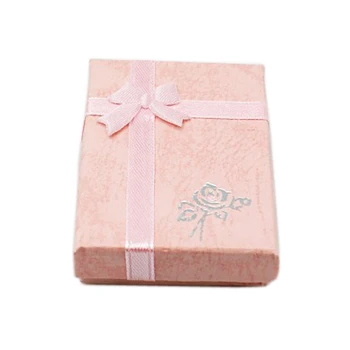 

4pcs Pink Gift Boxes for Jewelery Pendant Necklaces Packaging Cardboard Rectangle Jewelry Box with Bowknot 7x5x2cm