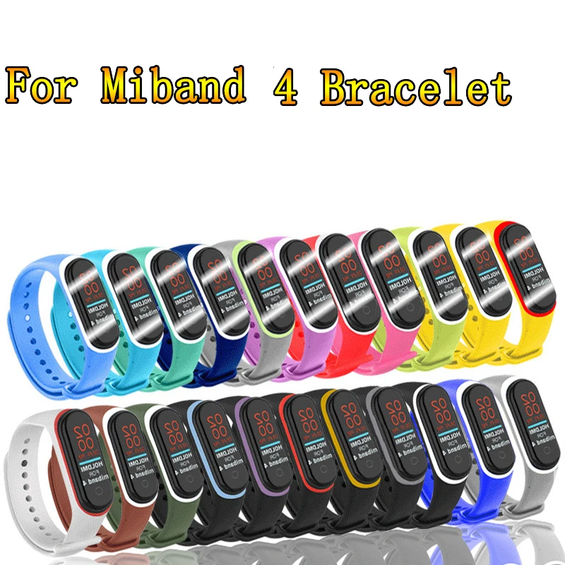Многоцветный усиленный мягкий ремешок для Xiaomi Mi Band4 сменный не Band 3 силиконовый