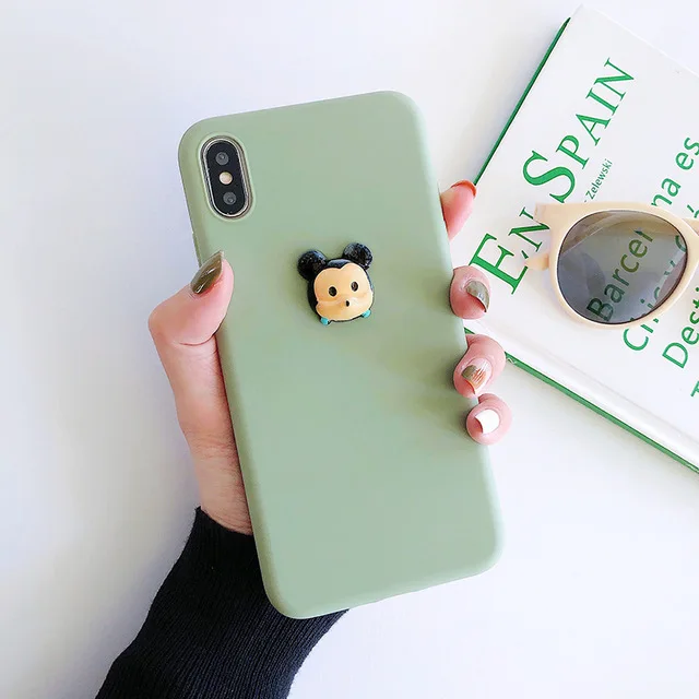 3D сплошной цвет голова животного силиконовый чехол для iPhone чехол для телефона 6 6s 7 8Plus милый чехол для телефона X XS XR XSMAX