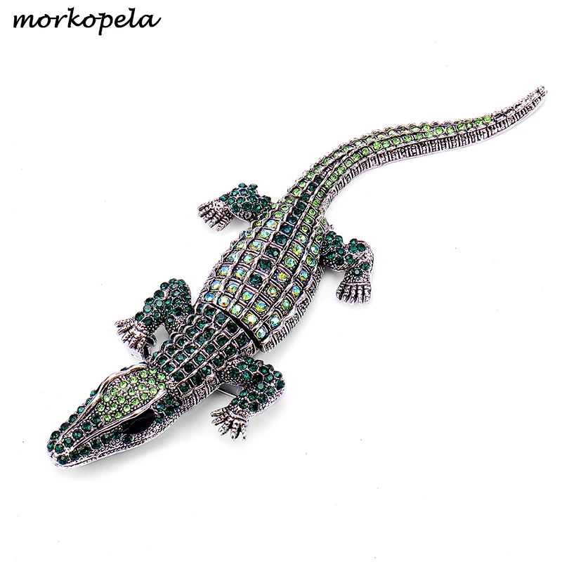 

Morkopela Crocodile Rhinestone Brooch Vintage Animal Pins And Brooches Gift For Women Crystal Alligator Pin Jewelry Metal Broach