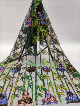 

African sequin lace fabric 2020 high quality lace Nigeria tulle lace fabric bride French mesh lace fabric dress D4091