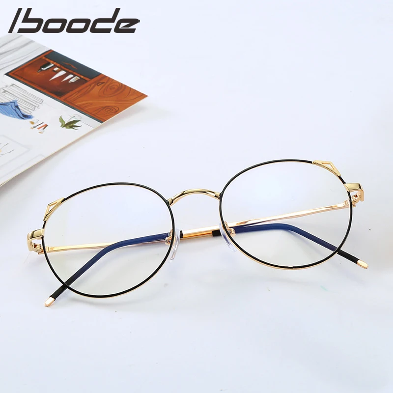 IBOODE Cat очки с ушками оправа для женщин и мужчин круглые прозрачные очки с прозрачными защитными стеклами металлические очки студенческие оптические очки оправа