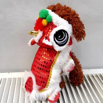 

New Arrival Halloween Chritmas Lion Dance Clothes Sequins Warm Pet Dog Dress Up Coat Apparel